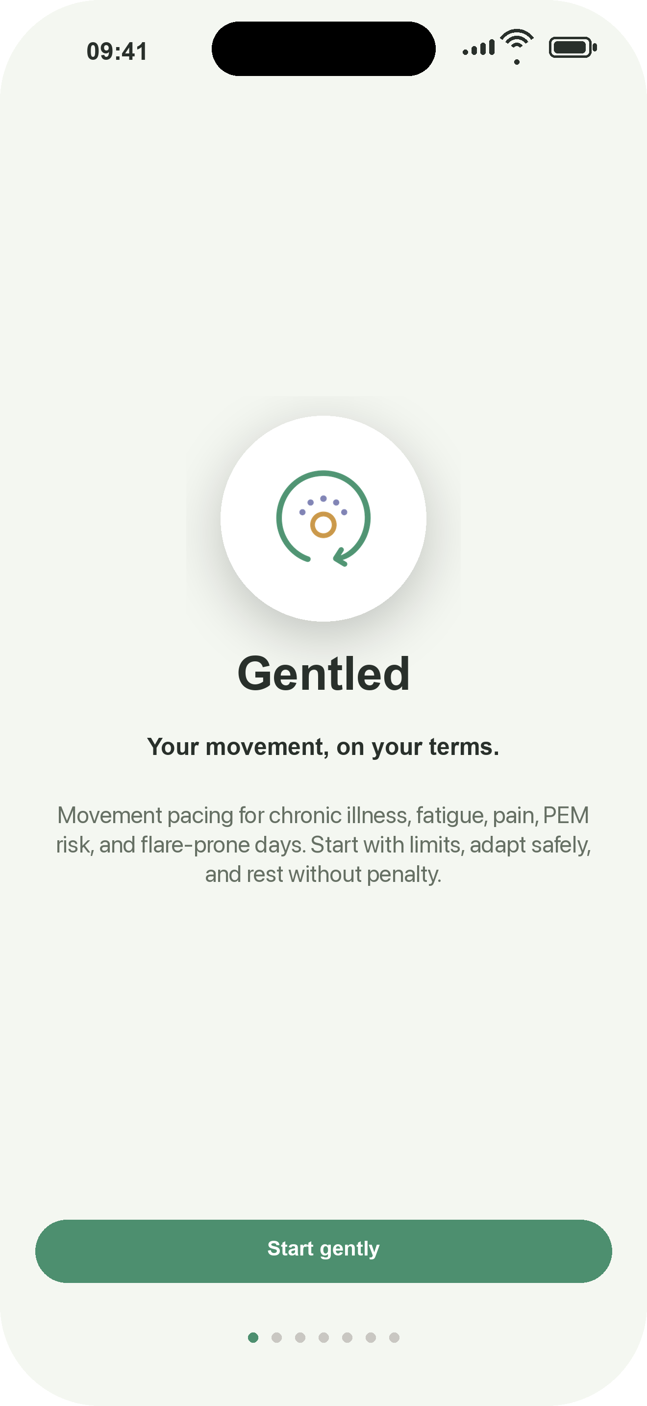 Gentled app mockup