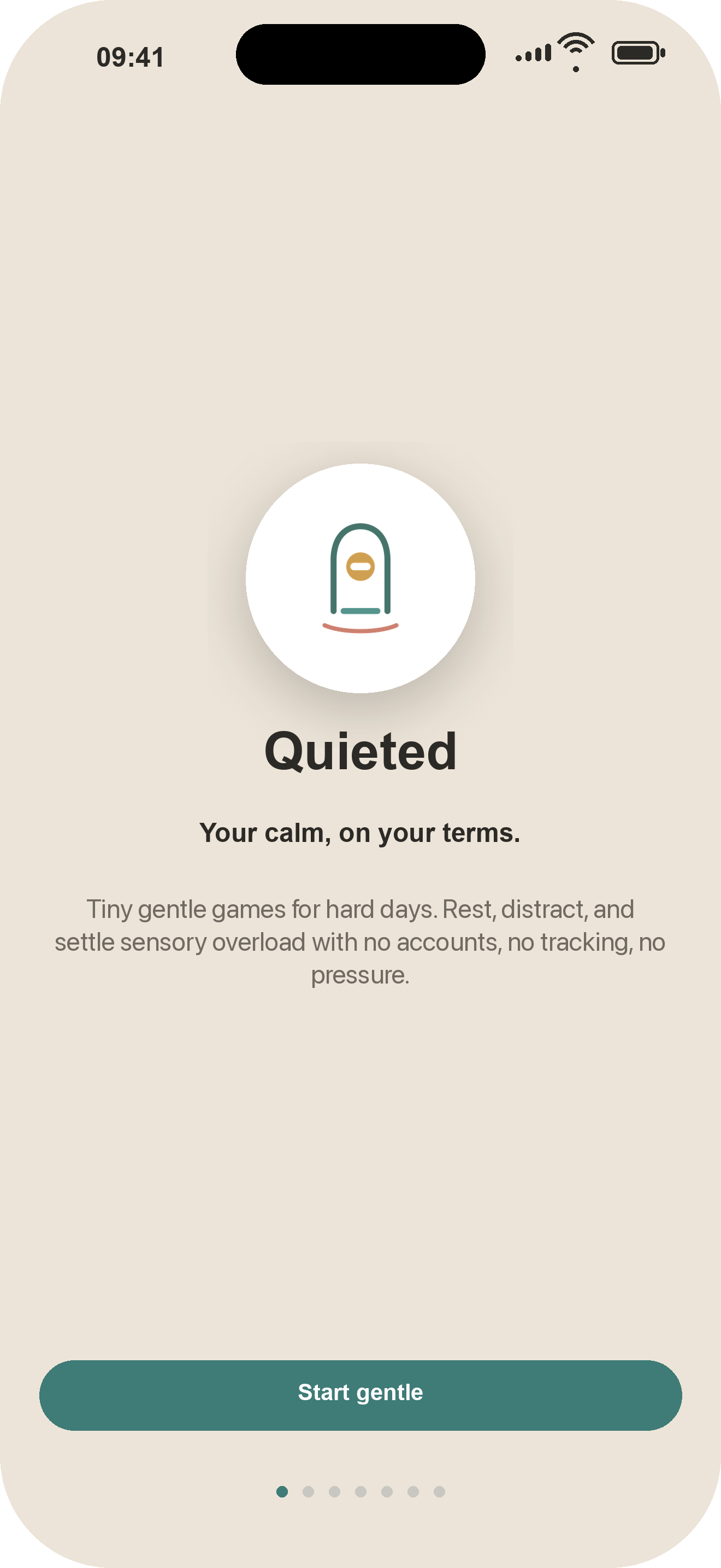 Quieted app mockup