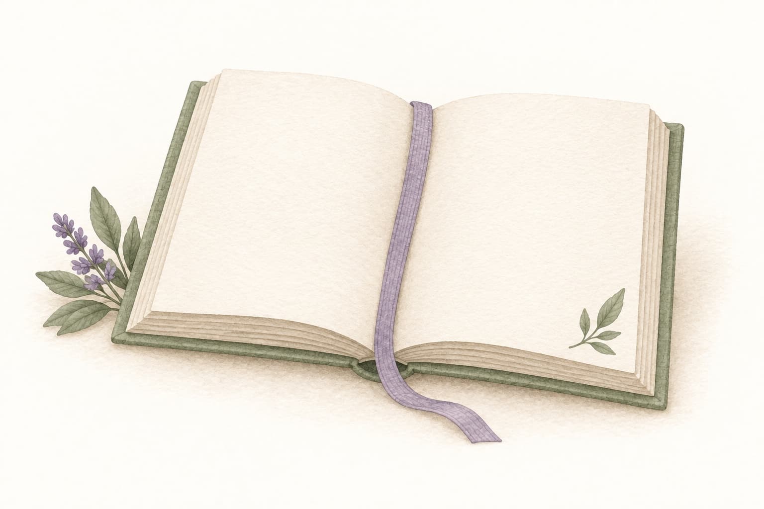 An open guidebook with a lavender ribbon bookmark represents an introduction to Gentled.