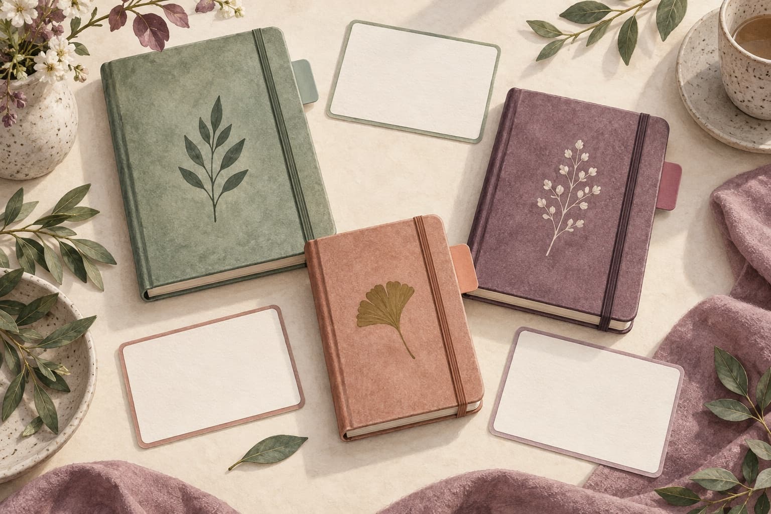 Distinct notebooks and selection cards represent choosing a profile that fits your tracking needs.