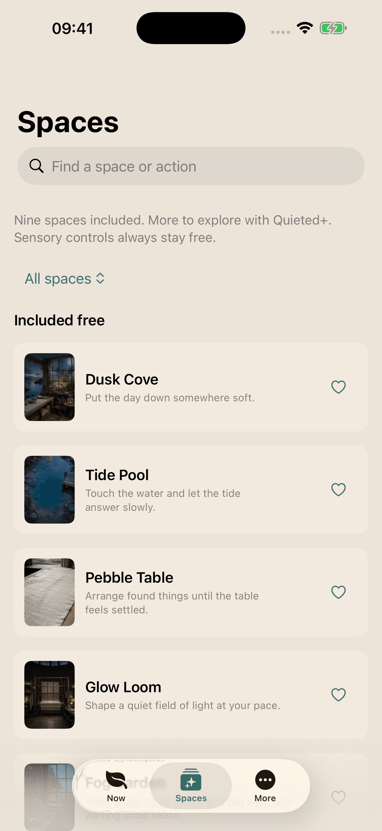Quieted: find a space you want to spend time in