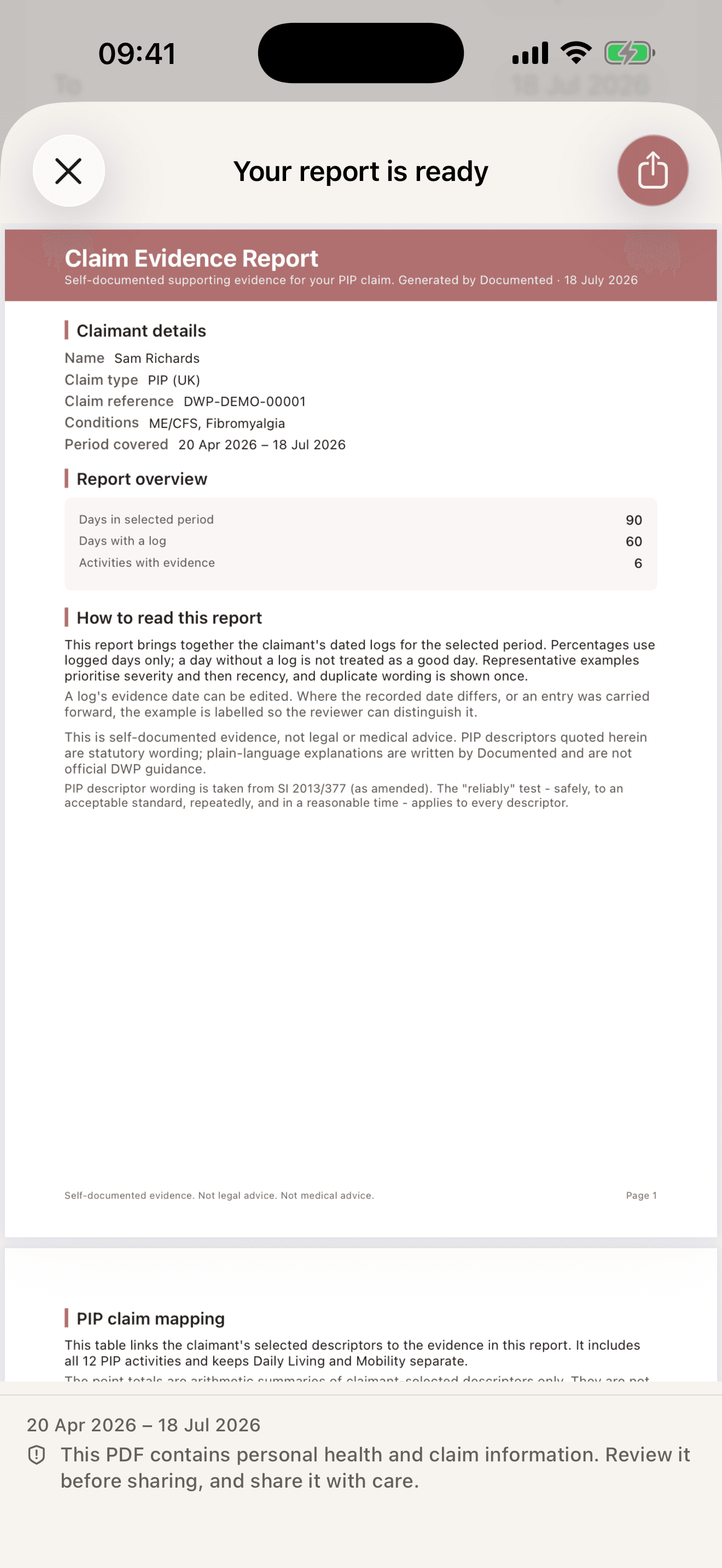 Documented: review the report you will share