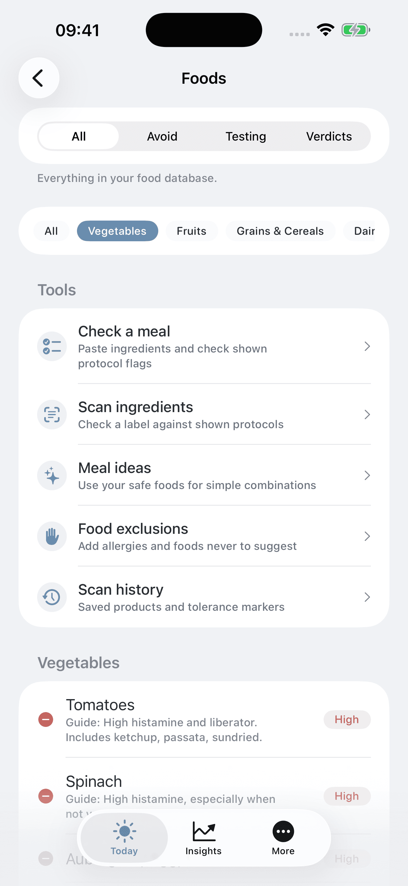 Tolerated: keep food lookup close to your daily tracking